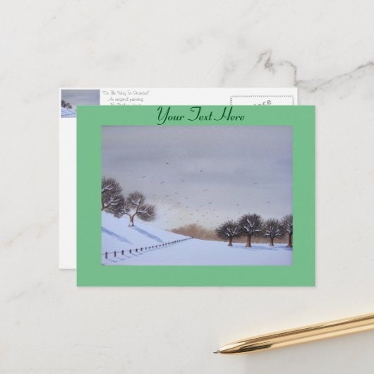 Ländliche Weihnachtslandschaft Feiertagspostkarte (Vorderseite/Rückseite Beispiel)