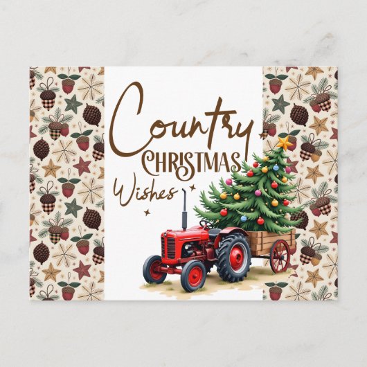 Ländliche Weihnachtswünsche  Postkarte (Vorderseite)
