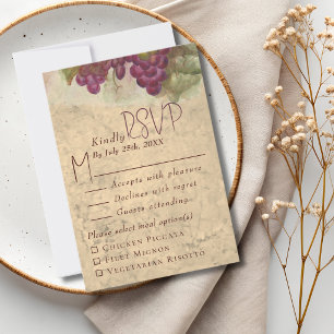 Ländliche Weinberg-Hochzeitsmahlzeit-RSVP RSVP Karte