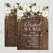 Ländliche weiße Blumen-Hochzeitstorte oder Rustika Einladung (Vorne/Hinten)