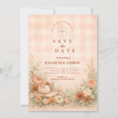 Ländliche Western-Blush-Blumenhochzeit Save The Date (Vorderseite)