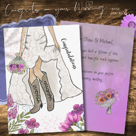Ländliche Western-Braut Cowgirl-Stiefel Hochzeitsk Feiertagskarte