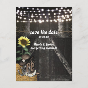 Ländliche Western-Scheune Save The Date Karte