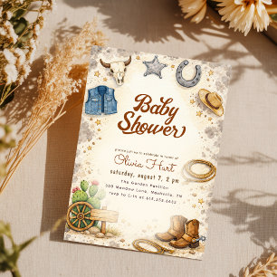 Ländliche Western-Wüsten-Cowboy-Baby-Party Einladung