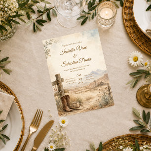 Ländliche Western-Wüsten-Hochzeit Einladung