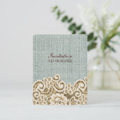 ländliche westliche Hochzeit in beige mit Spitze u Einladung (Stehend Vorderseite)