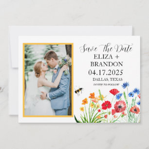 Ländliche Wildblumen Boho Aquarell Blumen Foto Save The Date