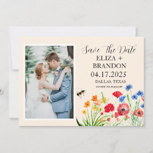 Ländliche Wildblumen Boho Aquarell Blumen Foto Save The Date