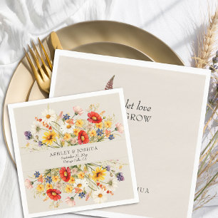 Ländliche Wildblumen Bunte Sommer Herbst Blumen Serviette
