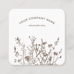 Ländliche Wildblumen erdige Floralsketches Logo Quadratische Visitenkarte