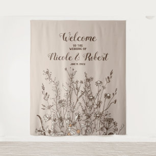 Ländliche Wildblumen Herbst Florale Hochzeit Hinte Wandteppich