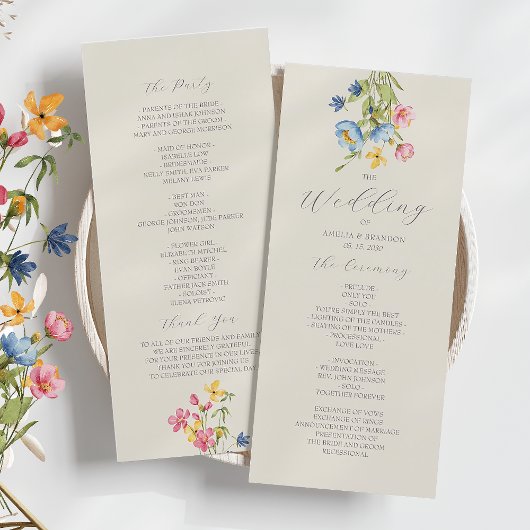 Ländliche Wildblumen-Hochzeit Programm