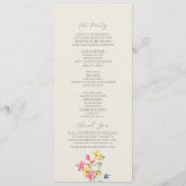 Ländliche Wildblumen-Hochzeit Programm (Rückseite)
