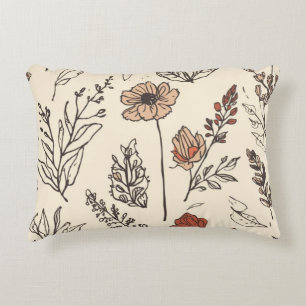 Ländliche Wildblumen Vintage-Botanik-Skizze Dekokissen