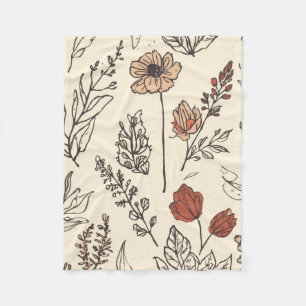 Ländliche Wildblumen Vintage-Botanik-Skizze Fleecedecke