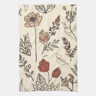 Ländliche Wildblumen Vintage-Botanik-Skizze Geschirrtuch