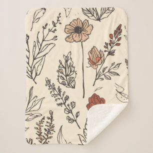 Ländliche Wildblumen Vintage-Botanik-Skizze Sherpadecke