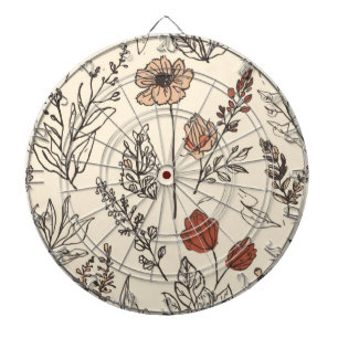 Ländliche Wildblumen Vintage Botanische Skizze Dartscheibe