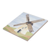 Ländliche Windmühle | Aquarell Gemalt Fliese (Seite)
