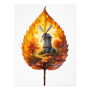 Ländliche Windmühle im Herbstglanz Fotodruck