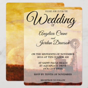 Ländliche Windmühle Rustikale Hochzeitseinladung Einladung