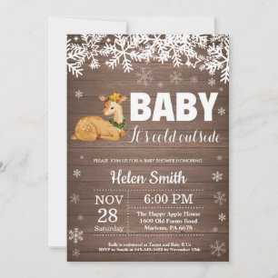 Ländliche Winter-Baby-Shower-Einladung für Rehe Einladung