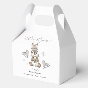Ländliche Winter-Hasen-Schlittschuh-Baby-Party Geschenkschachtel