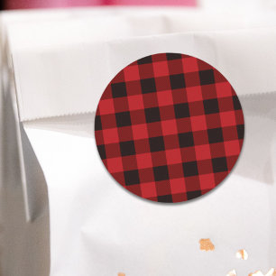 ländliche Winter-Holzfäller-rote-Buffalo-Karo-Part Runder Aufkleber