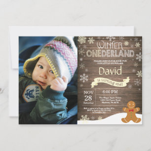 Ländliche Winter-Onederland-Einladung zum 1. Gebur Einladung