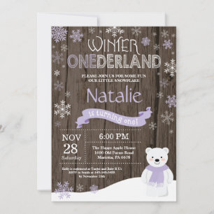 Ländliche Winter-Onederland-Einladung zum 1. Gebur Einladung