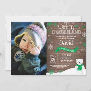 Ländliche Winter-Onederland-Einladung zum 1. Gebur Einladung