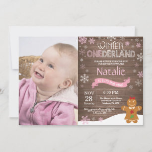 Ländliche Winter-Onederland-Einladung zum 1. Gebur Einladung
