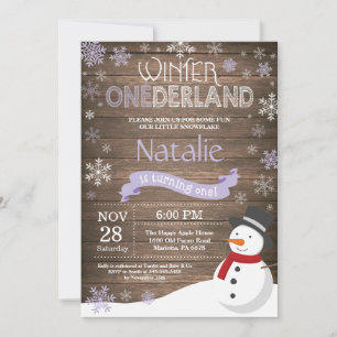 Ländliche Winter-Onederland-Einladung zum 1. Gebur Einladung
