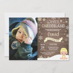 Ländliche Winter-Onederland-Einladung zum 1. Gebur Einladung