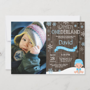 Ländliche Winter-Onederland-Einladung zum 1. Gebur Einladung