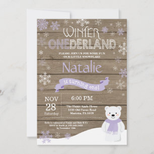 Ländliche Winter-Onederland-Einladung zum 1. Gebur Einladung