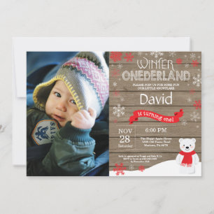 Ländliche Winter-Onederland-Einladung zum 1. Gebur Einladung