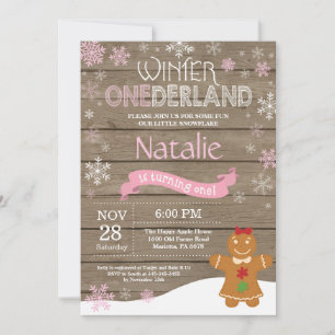 Ländliche Winter-Onederland-Einladung zum 1. Gebur Einladung