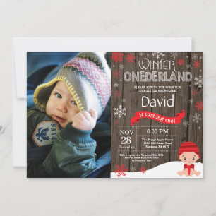 Ländliche Winter-Onederland-Einladung zum 1. Gebur Einladung