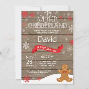 Ländliche Winter-Onederland-Einladung zum 1. Gebur Einladung