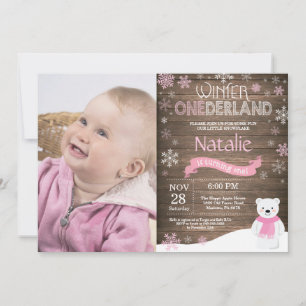 Ländliche Winter-Onederland-Einladung zum 1. Gebur Einladung