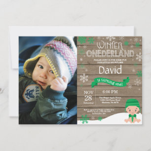 Ländliche Winter-Onederland-Einladung zum 1. Gebur Einladung