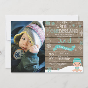 Ländliche Winter-Onederland-Einladung zum 1. Gebur Einladung