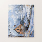 Ländliche Winter-Scheune an gefrorenem Bach Puzzle (Vertikal)