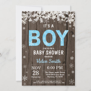 Ländliche Winter-Schneemann-Junge-Baby-Shower-Einl Einladung