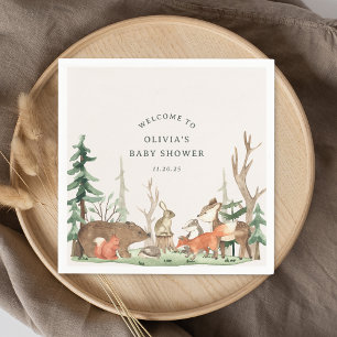 Ländliche Winter-Wald-Babyparty Serviette