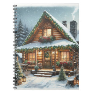 Ländliche Winter-/Weihnachts-Schneehütte Notizblock