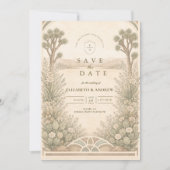 Ländliche Wüstenwiese-Hochzeit Save The Date (Vorderseite)