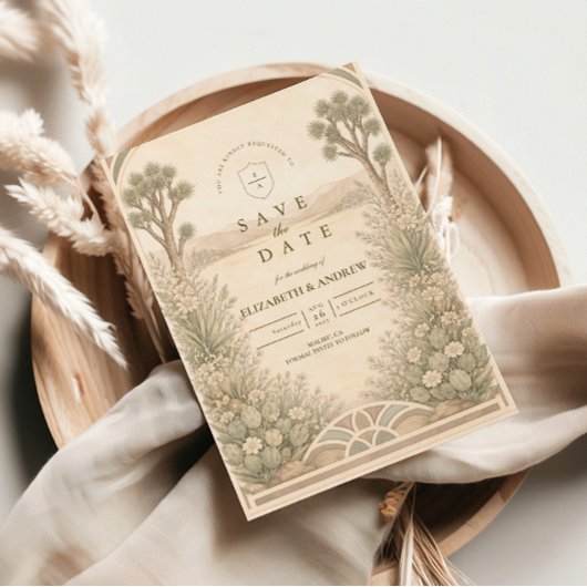 Ländliche Wüstenwiese-Hochzeit Save The Date