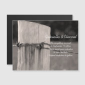 Ländliche Zaun-Post-Hochzeit Save the Date Magneteinladung (Vorne/Hinten)